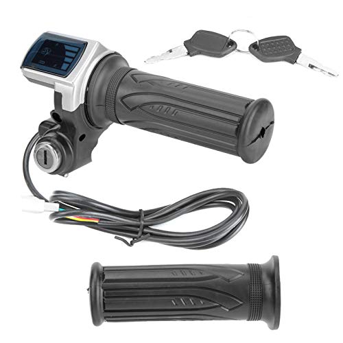 Qiilu 36V Half-Twist Electric Throttle with LED Power Display & Key Lock - Compatible with E-Bikes and Scooters - Perfect for Commuting, Leisure Riding, and Urban Transportation