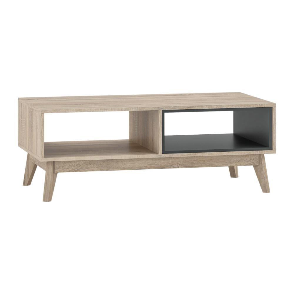 Scandinavian Oak Coffee Table with Open Shelves - Modern Living Room & Office Furniture for Home Decor