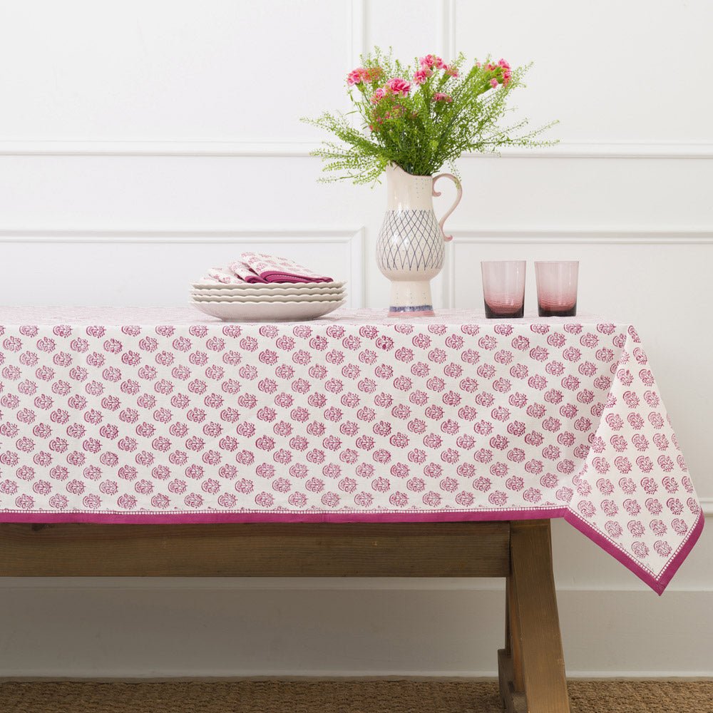 Anika Fuchsia Tablecloth - Waterproof & Wrinkle-Free Round Table Cover for Dining, Parties, and Outdoor Events - Perfect for Weddings, Picnics, and Home Decor