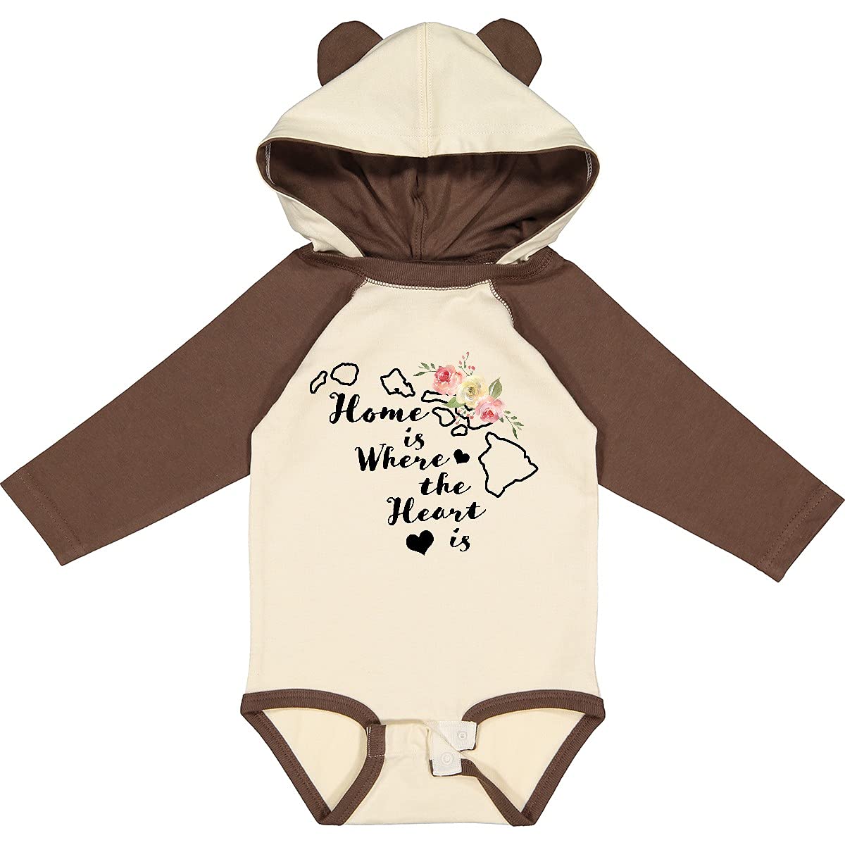 Inktastic Hawaii Home is Where The Heart is Watercolor Long Sleeve Baby Bodysuit - Perfect for Family Photos, Beach Vacations & Hawaiian-Themed Parties