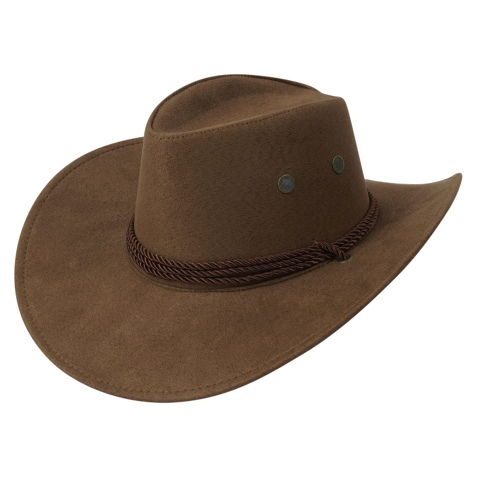 Men's & Women's Western Cowboy Hat - Flat Top Wide Brim Cowgirl Hat for Outdoor Riding, Travel & Country Style - Adjustable Drawstring (Black) | Perfect for Rodeo, Horseback Riding, Music Festivals & Country Themed Parties