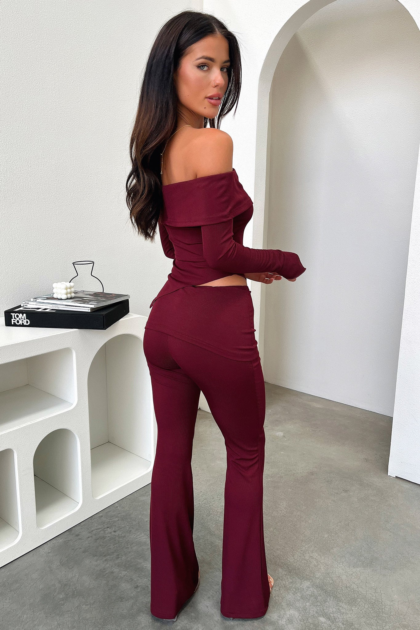 Aniston Women's Casual Pants in Burgundy - Comfortable Stretch Trousers for Work, Travel & Everyday Wear