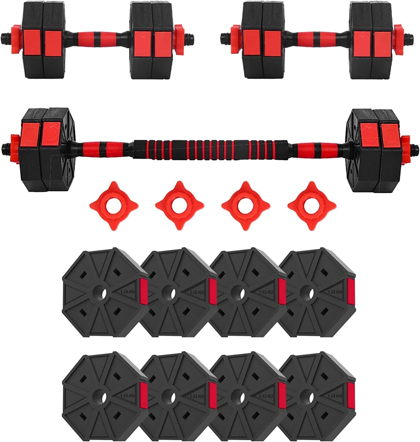 Adjustable Dumbbell to Barbell Weight Set 22lb-88lb - Printasaurus Home Gym Equipment for Men & Women - Strength Training Free Weights with Connecting Rod - Perfect for Home Workouts, CrossFit & Full-Body Exercises