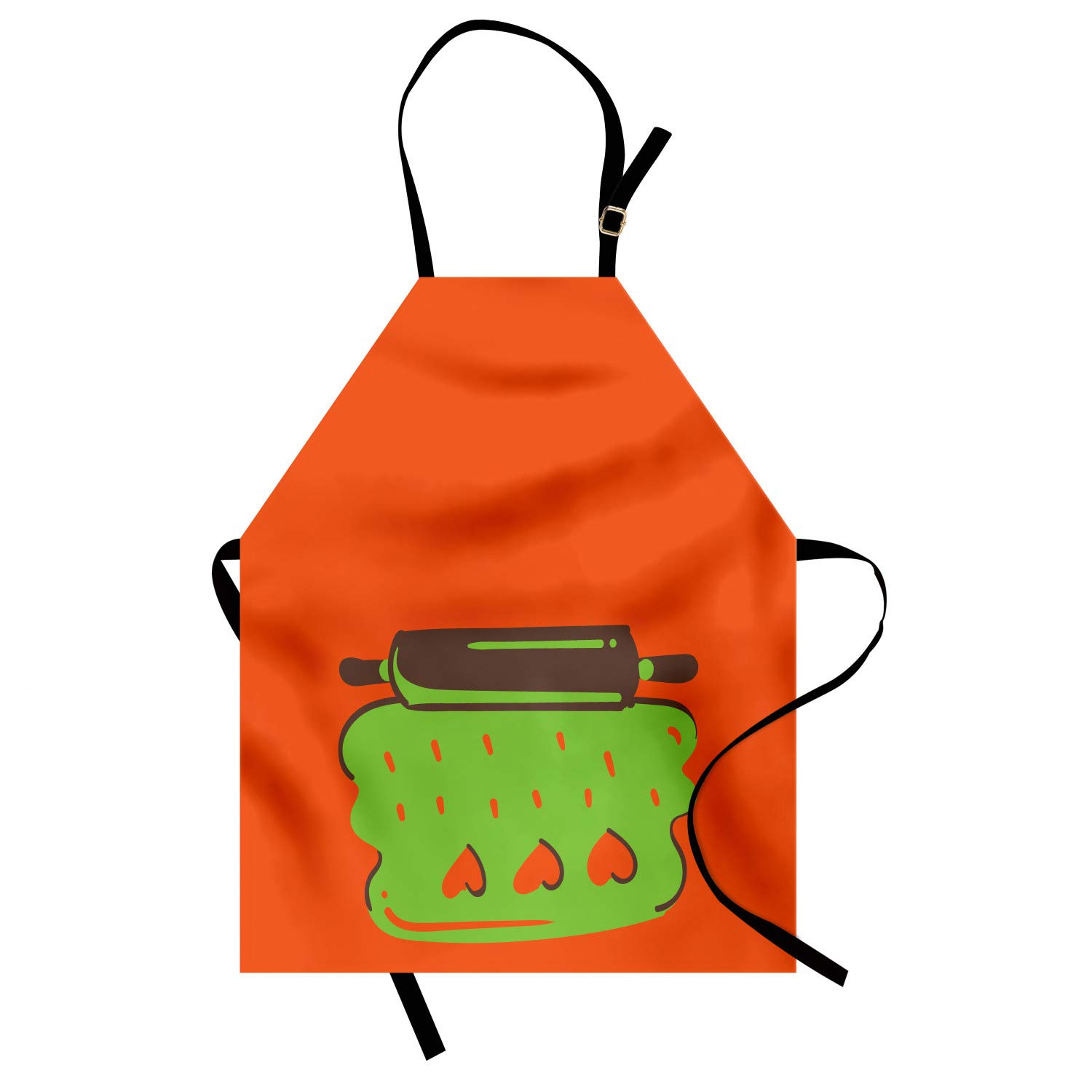 Ambesonne Personalized Chef Apron - Cartoon Baking & Cooking Design with Colorful Rolling Pin & Heart Motif - Adjustable Neck Unisex Kitchen Bib for Adults (Burnt Sienna) - Perfect for Home Cooking, Baking Parties & Culinary Gifts