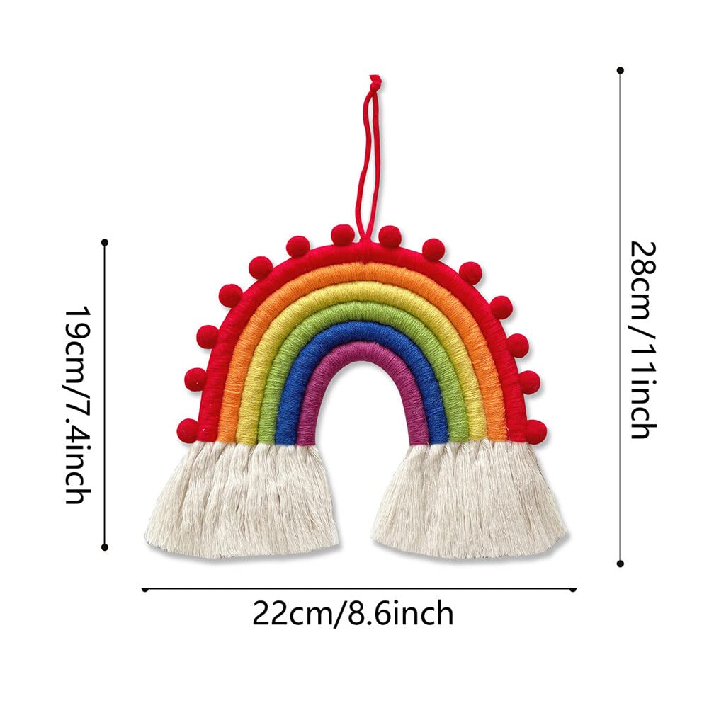 Boho Rainbow Macrame Wall Hanging - Handmade Bohemian Nursery Decor for Baby Room, Baby Shower, Kids Bedroom - Perfect for Gender Neutral Nursery, Wall Art & Boho Home Decor