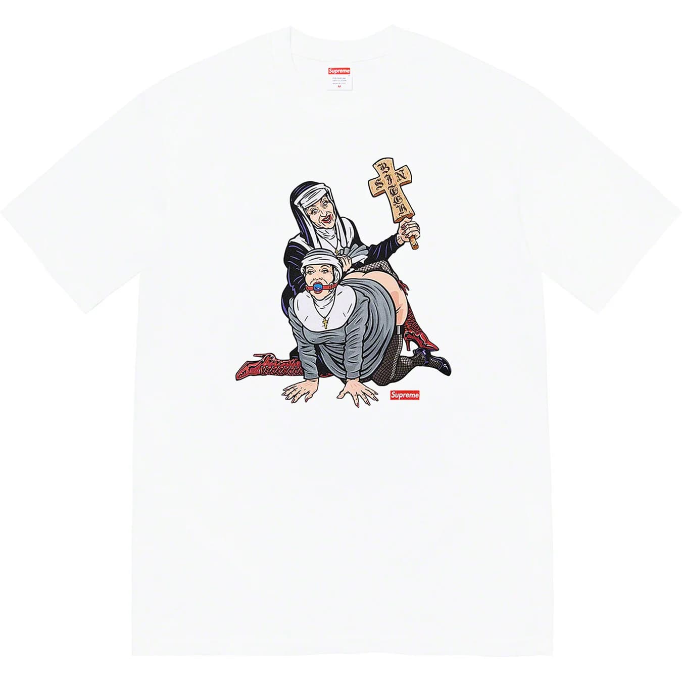 Supreme Nuns T-Shirt for Women - White Cotton Short Sleeve Tee - Streetwear Fashion for Casual Wear & Everyday Outfits