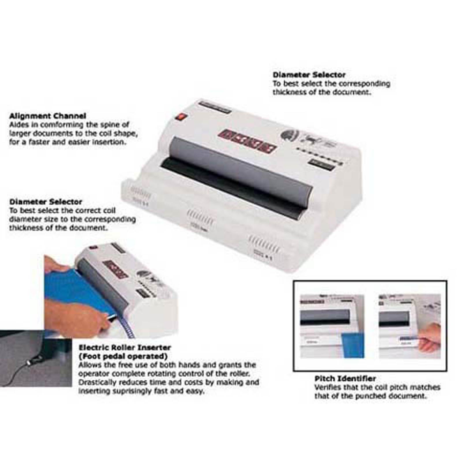 Akiles ARAC Roll@Coil Heavy Duty Electric Coil Inserter - 50mm Binding Capacity with Diameter Scale & Selector | Perfect for Office Document Binding, Booklet Making, and Professional Presentation Preparation