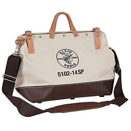 14 Inch Heavy Duty Canvas Tool Bag with Multiple Pockets - Durable Work Tote for Electricians, Plumbers & DIY Projects - Perfect for Construction Sites, Home Repairs & Workshop Organization