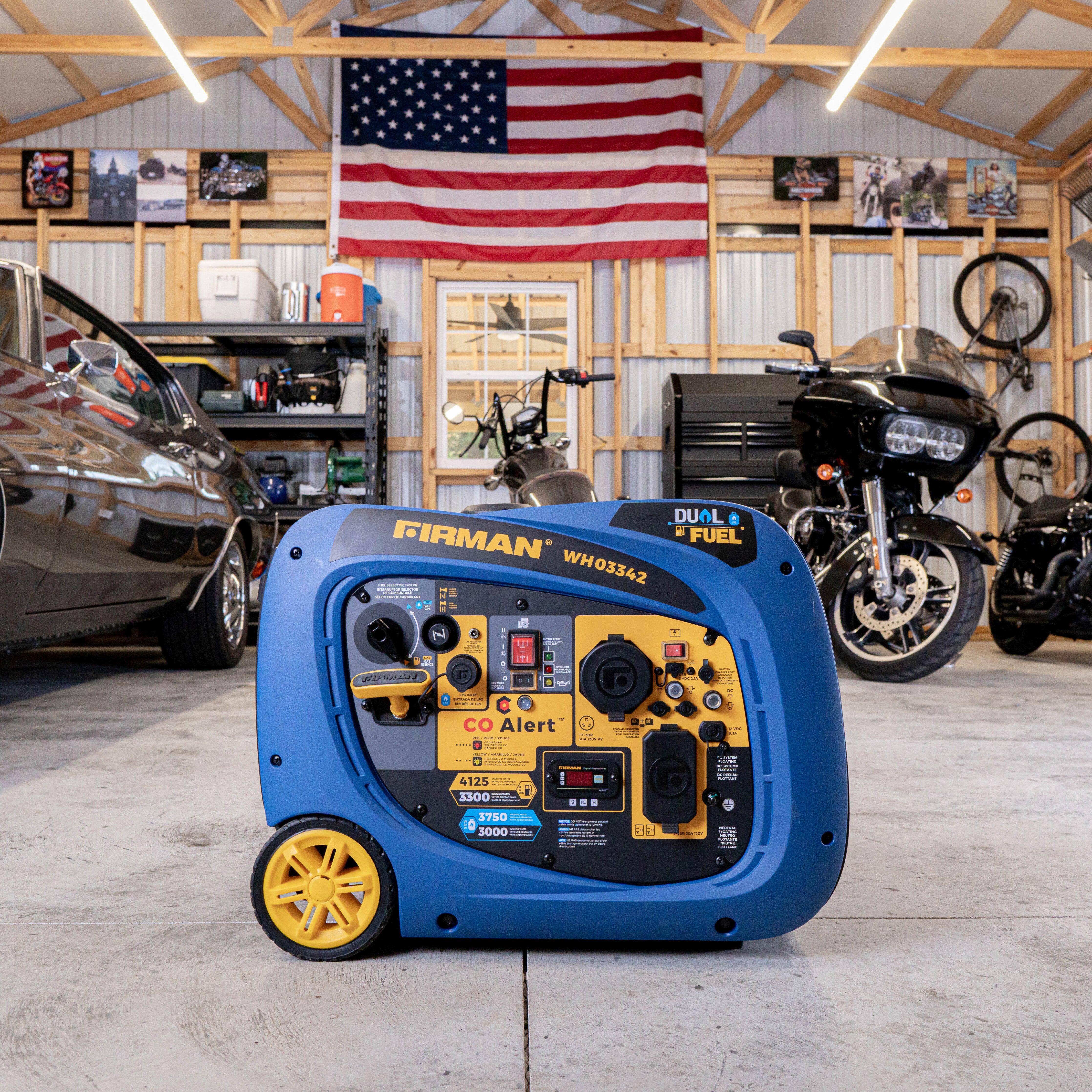 4125W Dual Fuel Inverter Generator with Electric Start & CO Alert - Portable Power for Camping, RV, Emergency Backup & Home Use