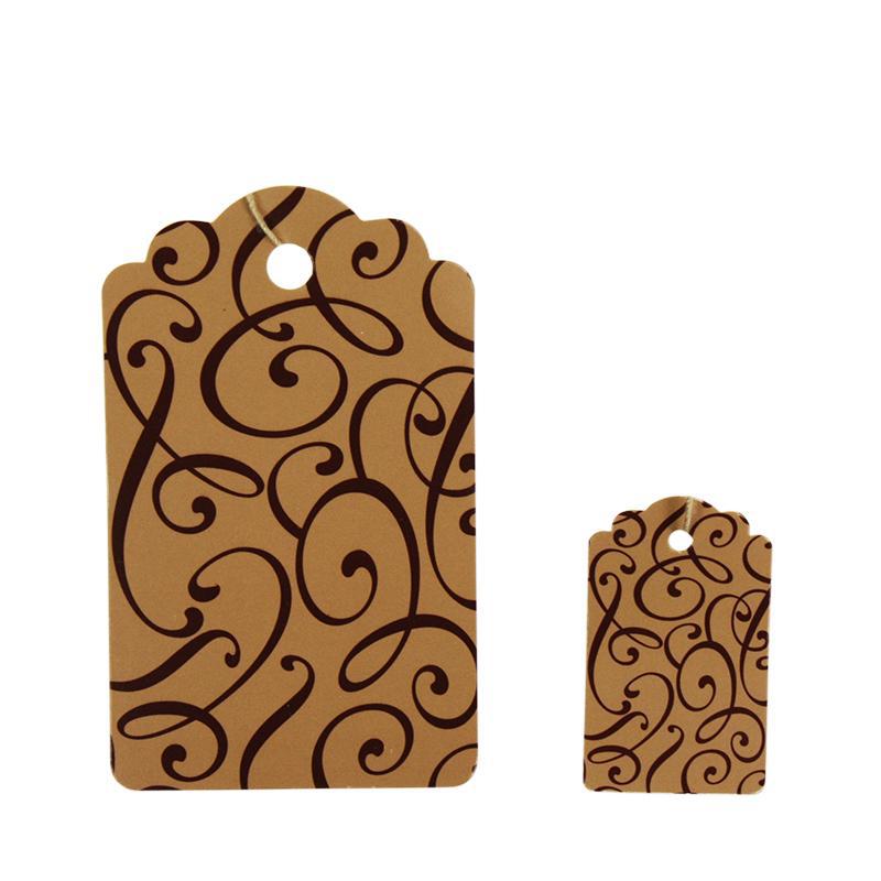 Premium Cocoa Script Tags (100/Box) - 2 Sizes for Chocolate Packaging & Gift Wrapping - Perfect for Bakeries, Candy Shops & DIY Crafts