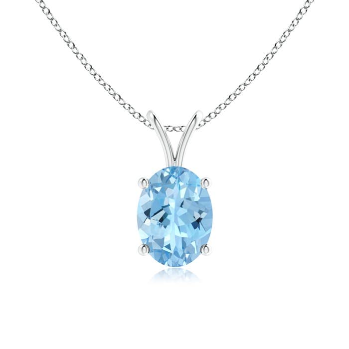 Angara Natural Aquamarine Solitaire Pendant Necklace for Women - 14K Gold, Platinum or Sterling Silver | March Birthstone Jewelry | Elegant Gift for Her, Birthday, Anniversary, Wedding | Perfect for Everyday Wear, Special Occasions & Gifting