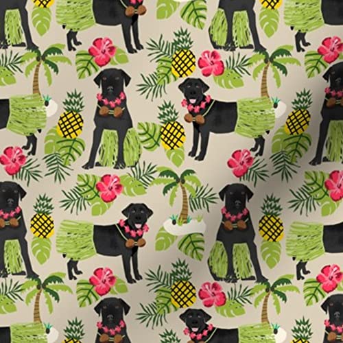 Black Lab Tropical Hawaii Islands Dog Breed Tan Labrador Retriever Printed Minky Fabric by The Yard - Soft Plush Material for Sewing Baby Blankets, Quilt Backing & DIY Crafts - Perfect for Nursery Decor, Pet Accessories & Home Textile Projects