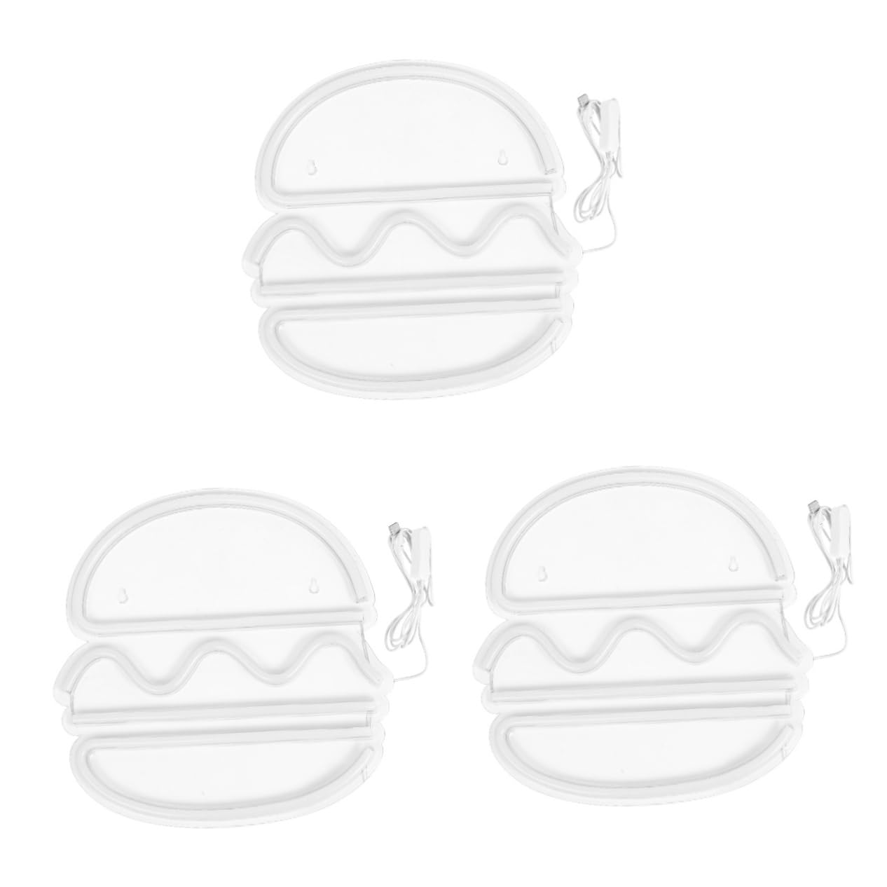 Angoily Neon Night Light - Set of 3 Burger-Shaped LED Lights for Home Decor, Bars & Parties | Creative Room Decor for Girls, Fun Night Celebration Lighting | Perfect for Bedrooms, Game Rooms & Themed Events