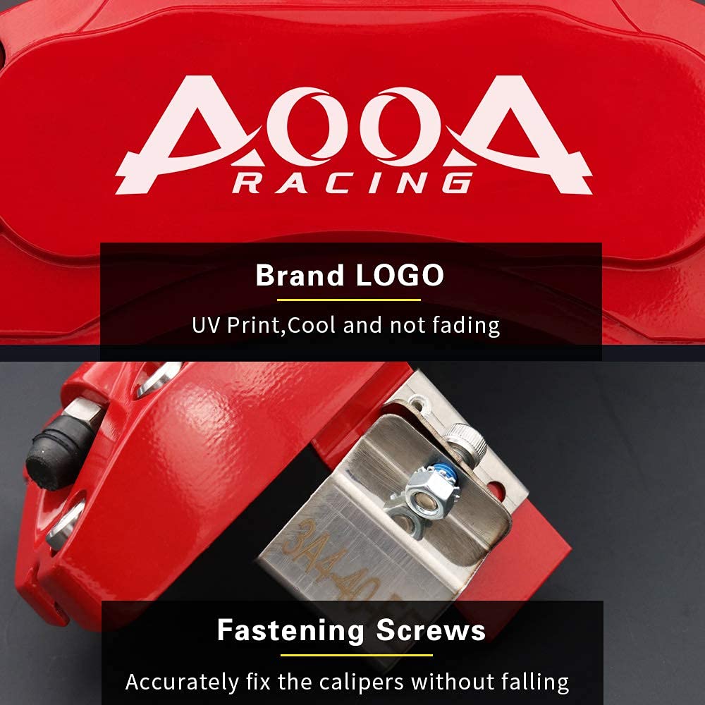 High-Performance AOOA Brake Disc Red Caliper Cover - Powder Coated for Dodge Charger/Challenger SXT/SE & Chrysler 300 (Front Single Piston) | Upgrade Your Ride's Style & Protection for Street Racing & Car Shows