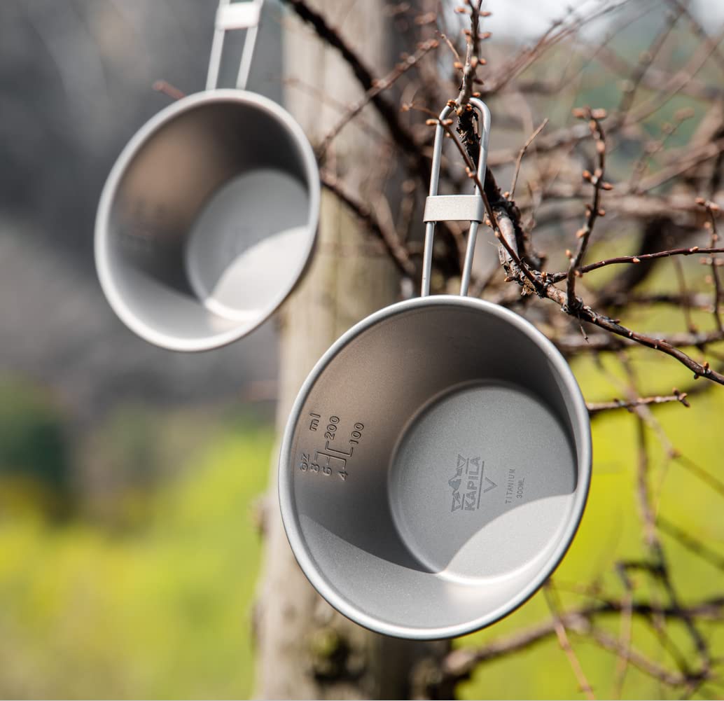 KAPILA 300ml Titanium Camping Bowl with Folding Handle - Lightweight Outdoor Tableware for Hiking, Backpacking & Picnic (Dish, Cup, Cookware)