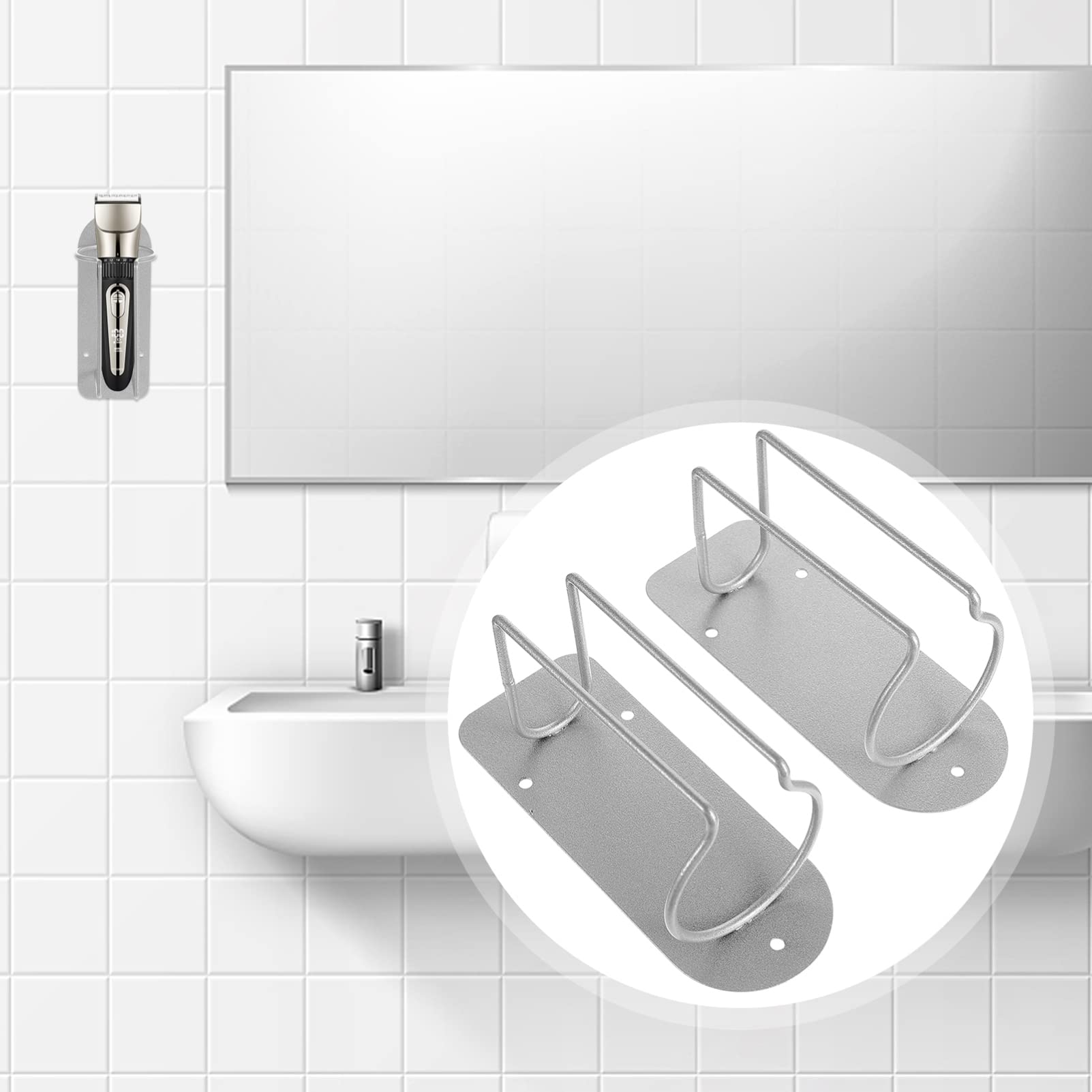 2 Pcs Stainless Steel Hair Clipper Stand & Storage Holder - Electric Clipper Organizer for Barber Tools, Trimmer Rack for Salon & Home Use - Perfect for Clipper Organization & Countertop Display