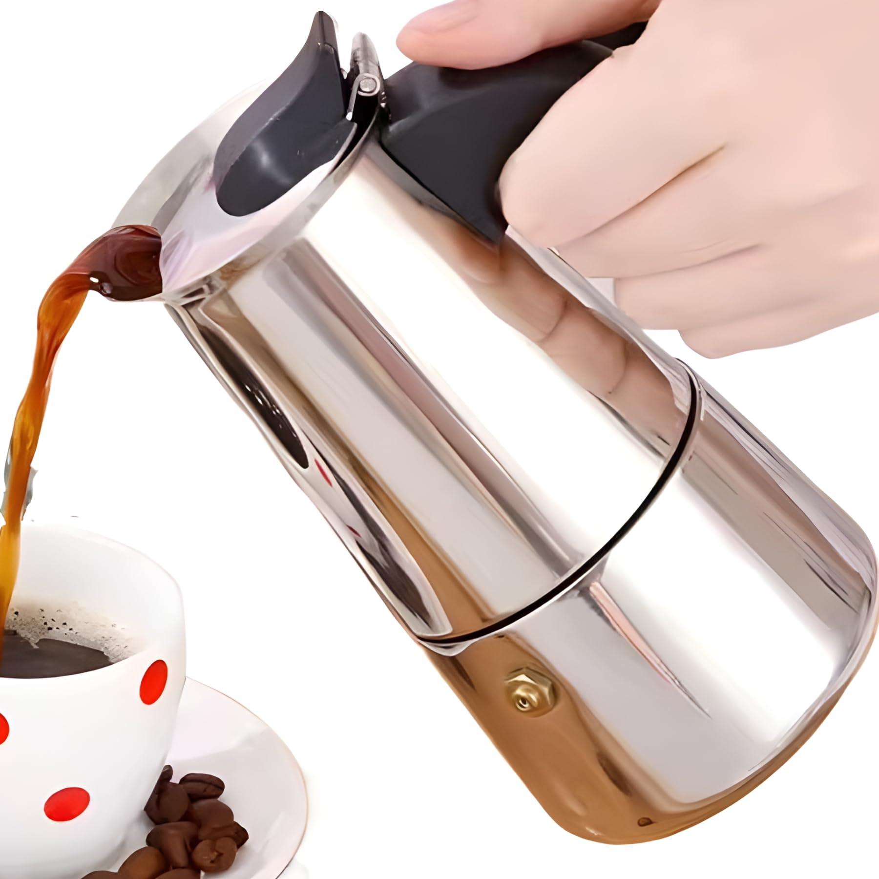 Stainless Steel Moka Pot - 4 Cup Stovetop Espresso Maker for Italian & Cuban Coffee Brewing at Home