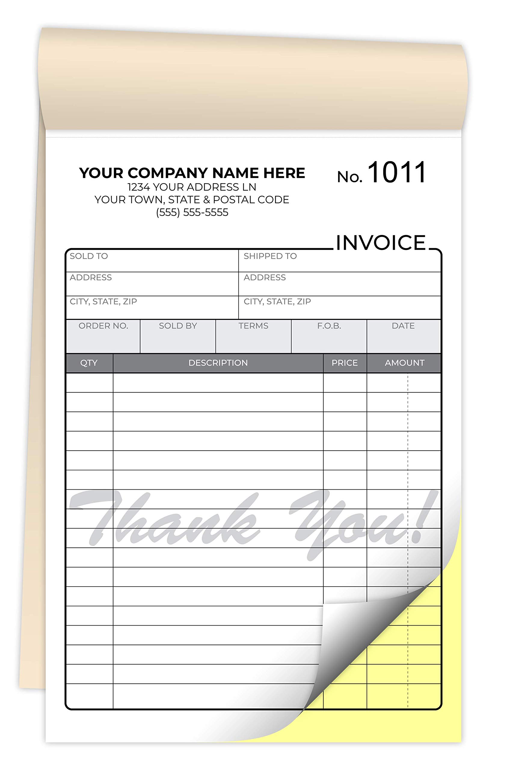 Custom Printed Carbonless Invoice Books 5.5