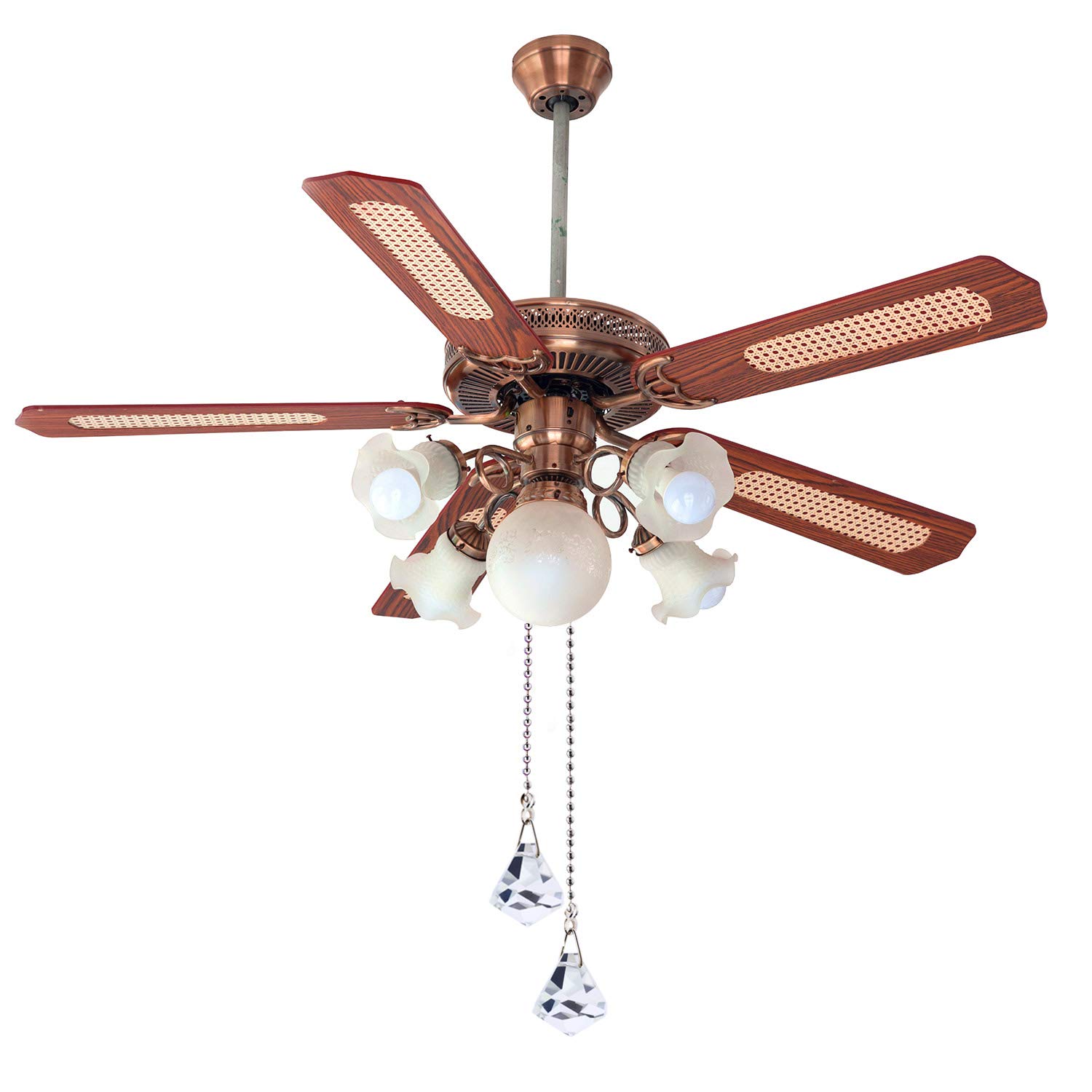HESTYA 2 Pack Clear Crystal Ceiling Fan Pull Chain Extender with Connector - 1 Meter Length Each (Style D) - Perfect for Home, Office & Restaurant Lighting Fixtures