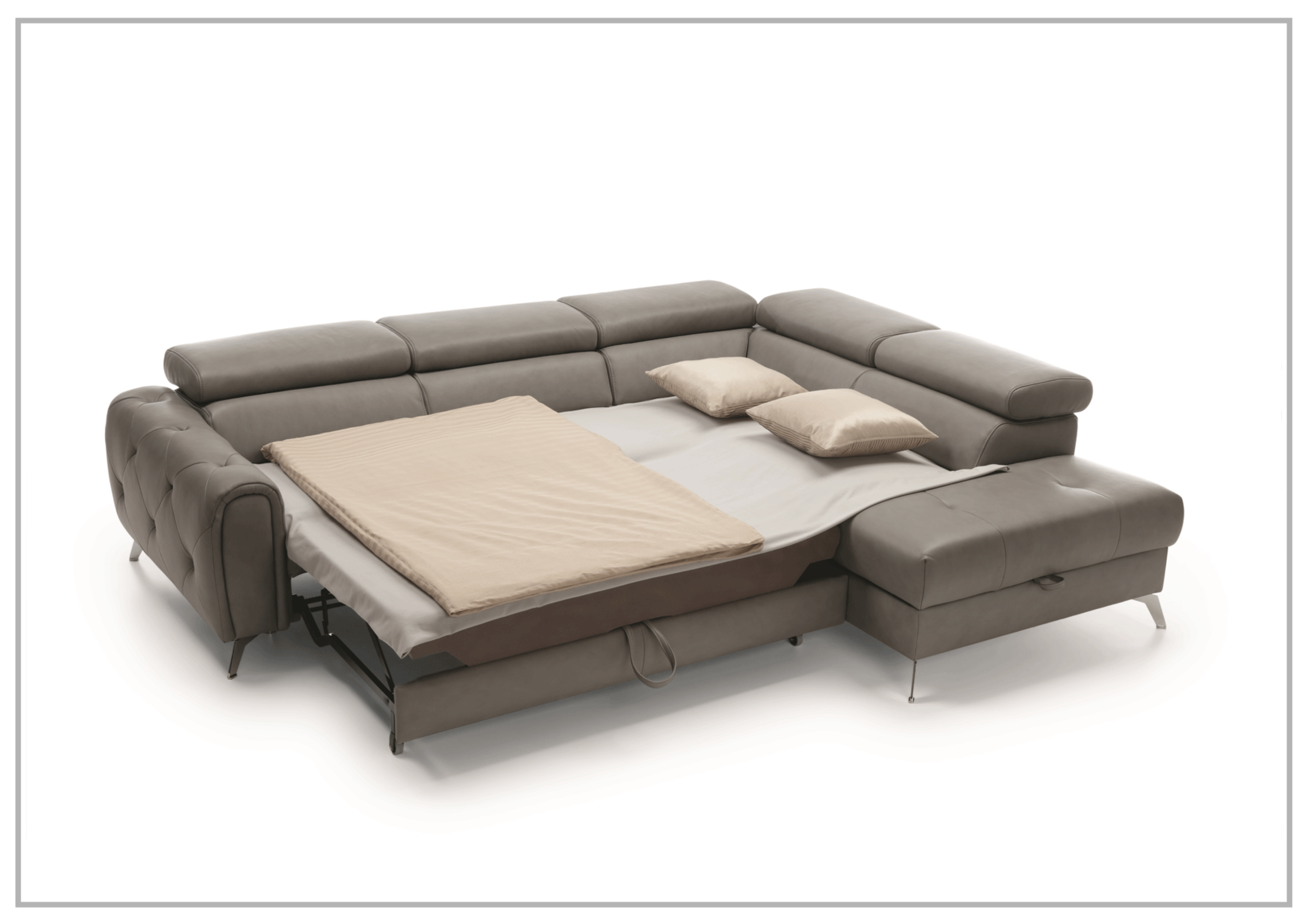 Gio Italia Camelia Sectional Sofa with Pull-Out Bed & Storage | Modern L-Shaped Couch for Small Spaces | Perfect for Apartments, Living Rooms & Guest Rooms