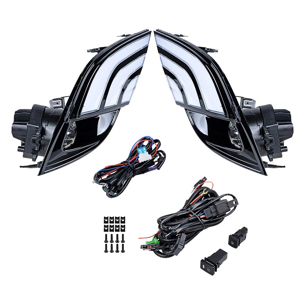 Pair of Car LED DRL Daytime Running Lights with Yellow Turn Signal & Fog Light - Xenon White Driving Lights Compatible with Toyota Camry XSE SE 2018-2020 Models | Perfect for Night Driving & Enhanced Visibility