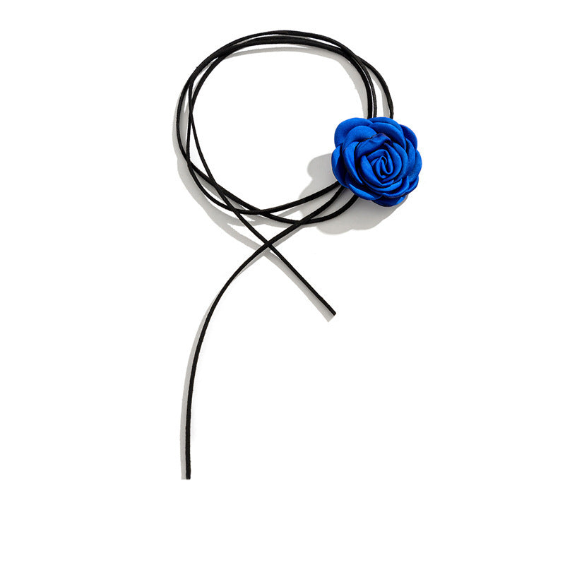Rose Phantom Flower Suede Choker Necklace | Gothic Victorian Costume Jewelry | Perfect for Halloween, Cosplay & Vintage Fashion Outfits