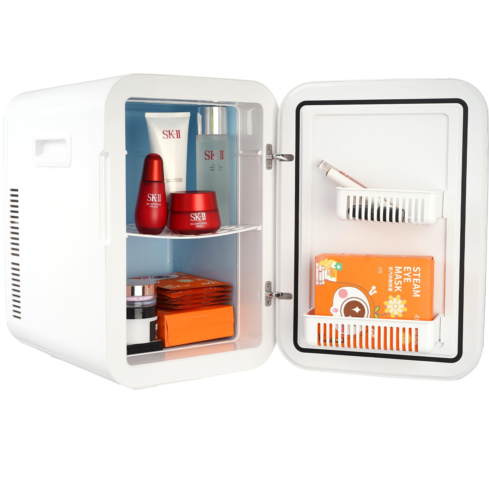 VEVOR 20L Mini Fridge with Temperature Control Touch Screen - Portable Skincare & Beverage Cooler for Cosmetics, Drinks, Milk - Perfect for Bedroom, Office, Car, Dorm - AC/DC Compact Refrigerator (White) - Ideal for Storing Skincare Products, Drinks & Snacks On-The-Go