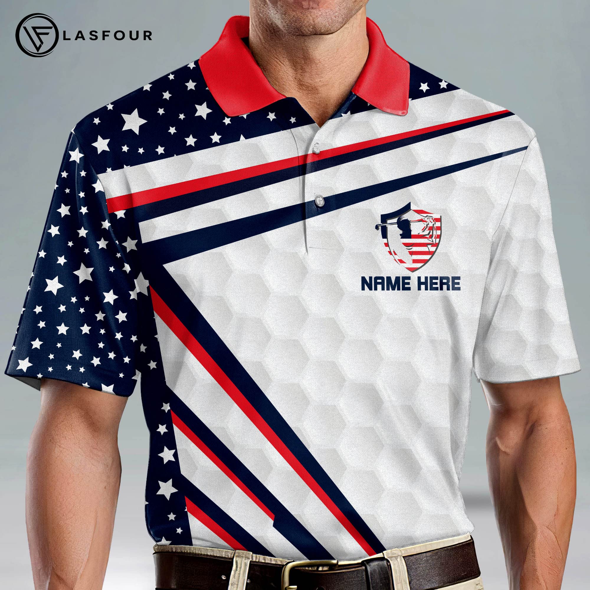 LASFOUR Personalized Funny Golf Shirts for Men - Custom Retired Golf Shirts Short Sleeve - Patriotic & Humorous Golf Apparel - Perfect for Golf Tournaments, Retirement Parties & 4th of July Celebrations