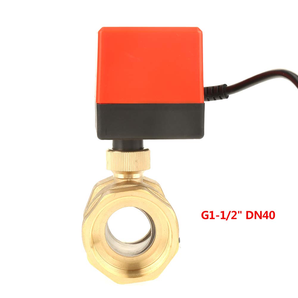 12V DC Motorized Brass Ball Valve, 1-1/2