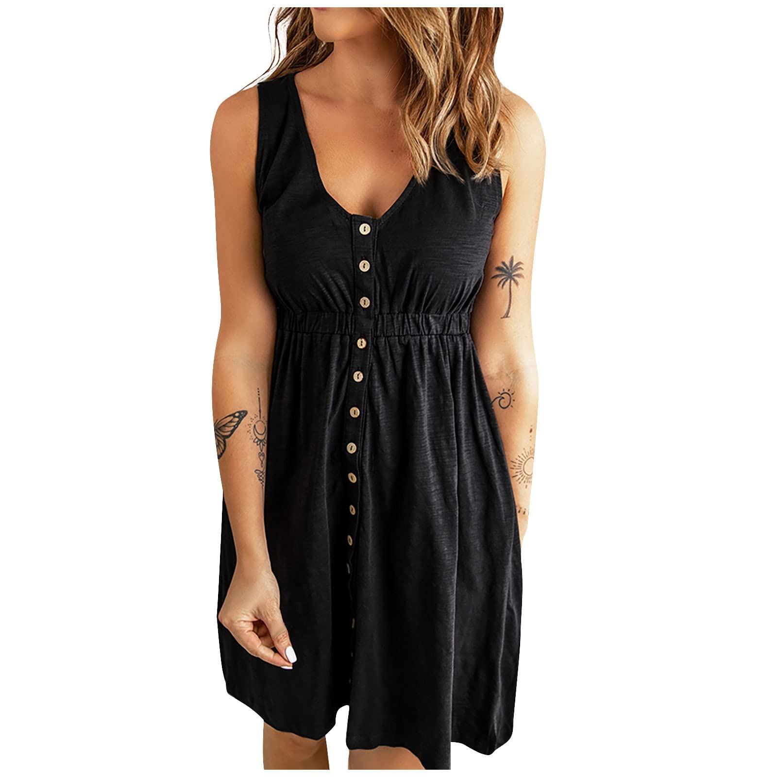 Women's Summer Dresses with Pockets - Casual Sleeveless Crew Neck Mini Dress for Beach, Vacation, Party & Club Night | Perfect for Outdoor Events, Date Nights & Summer Getaways