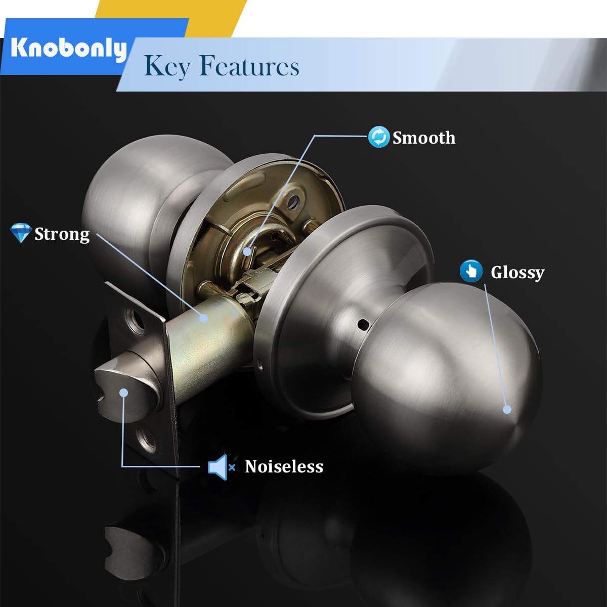 Knobonly 9 Pack Satin Nickel Round Ball Door Knobs - Classic Passage Hallway & Closet Keyless Knob Set | Perfect for Bedrooms, Bathrooms & Interior Doors