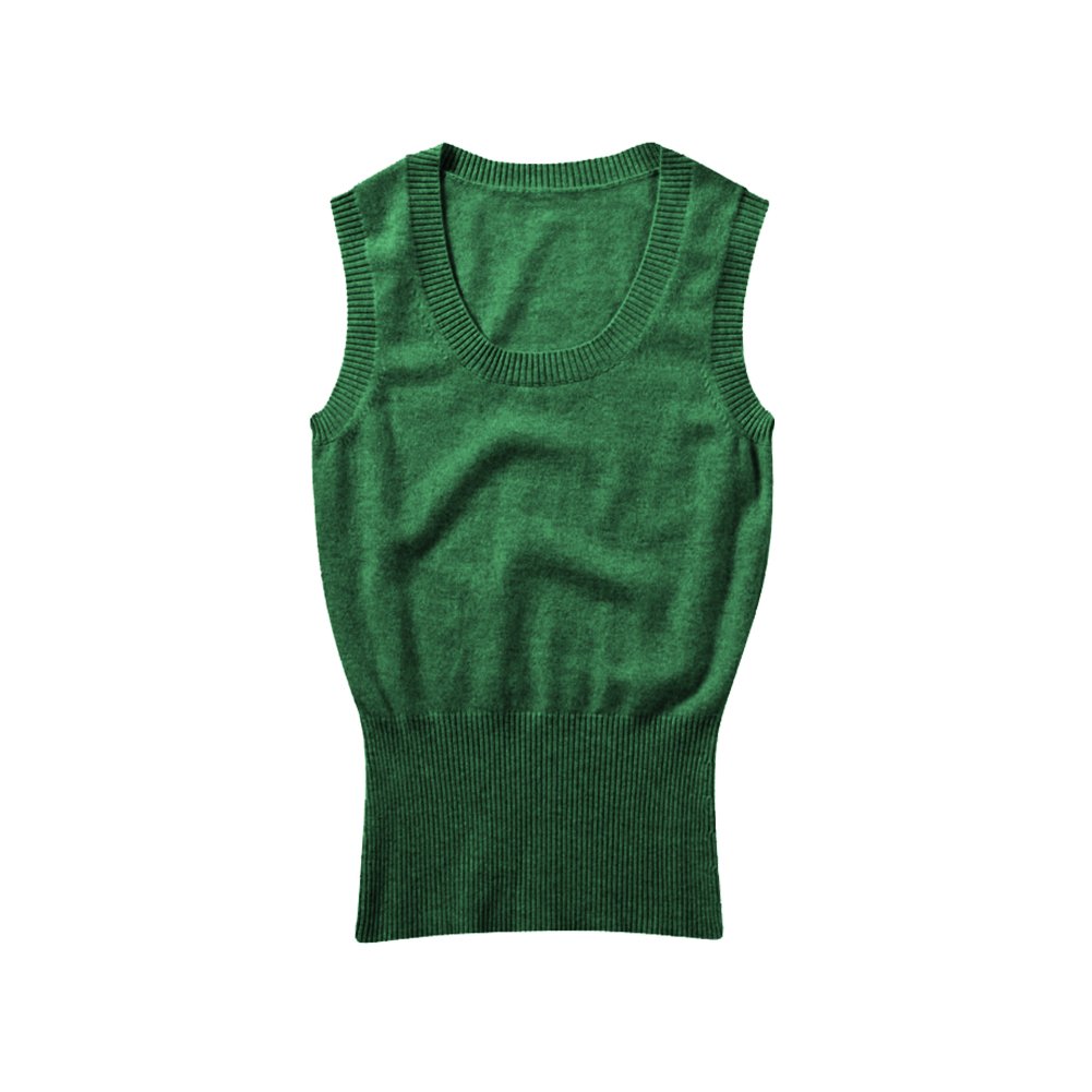 Parisbonbon Women's 100% Cashmere Scoop Neck Vest - Soft Green Plus Size 4X | Warm Winter Layering for Office & Casual Outfits
