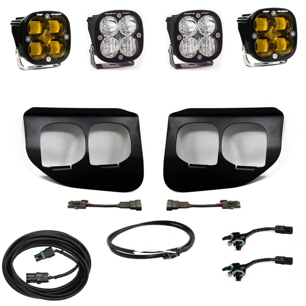 2022 Ford F250 F350 Baja Designs Squadron Sport SAE Dual Fog Light Kit - Off-Road LED Driving Lights for Enhanced Visibility in Fog & Night Driving