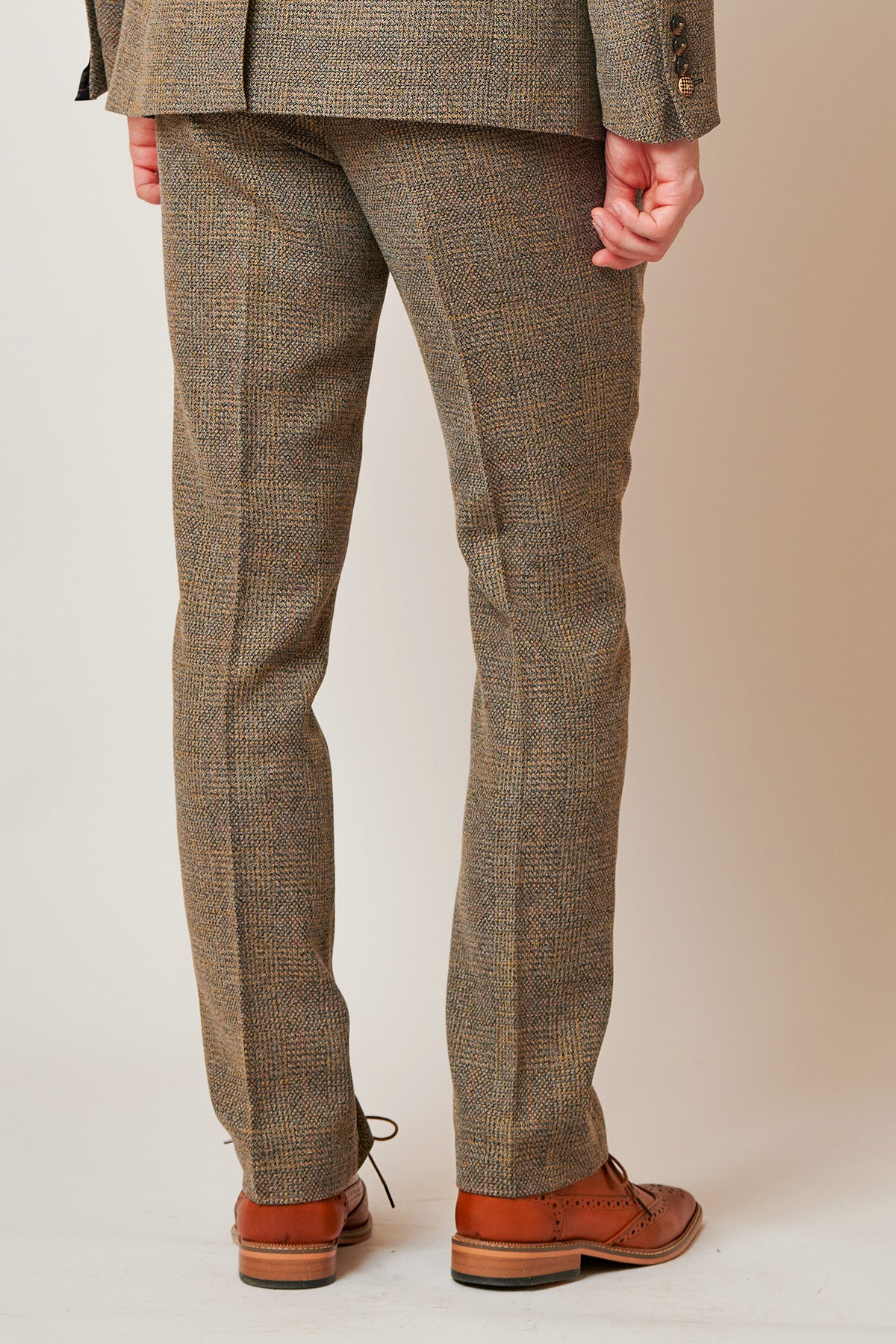 KRIS Women's Tan Tweed Two Piece Suit Set - Elegant Blazer and Skirt Outfit for Office, Business Meetings & Formal Events