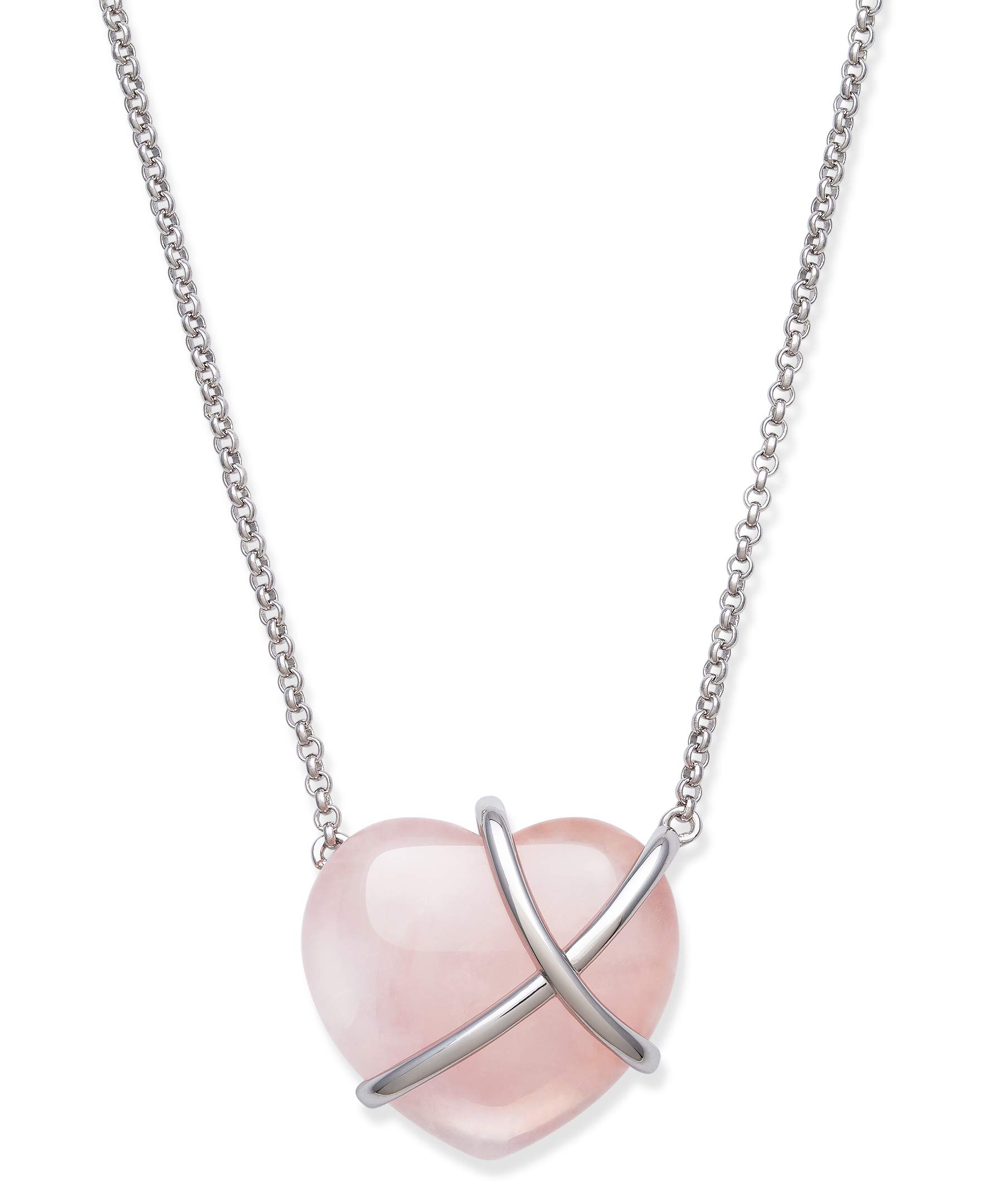 Belacqua Sterling Silver Natural Rose Quartz Heart Necklace for Women - Elegant Dainty Jewelry Gift for Valentine's Day, Anniversary & Everyday Wear