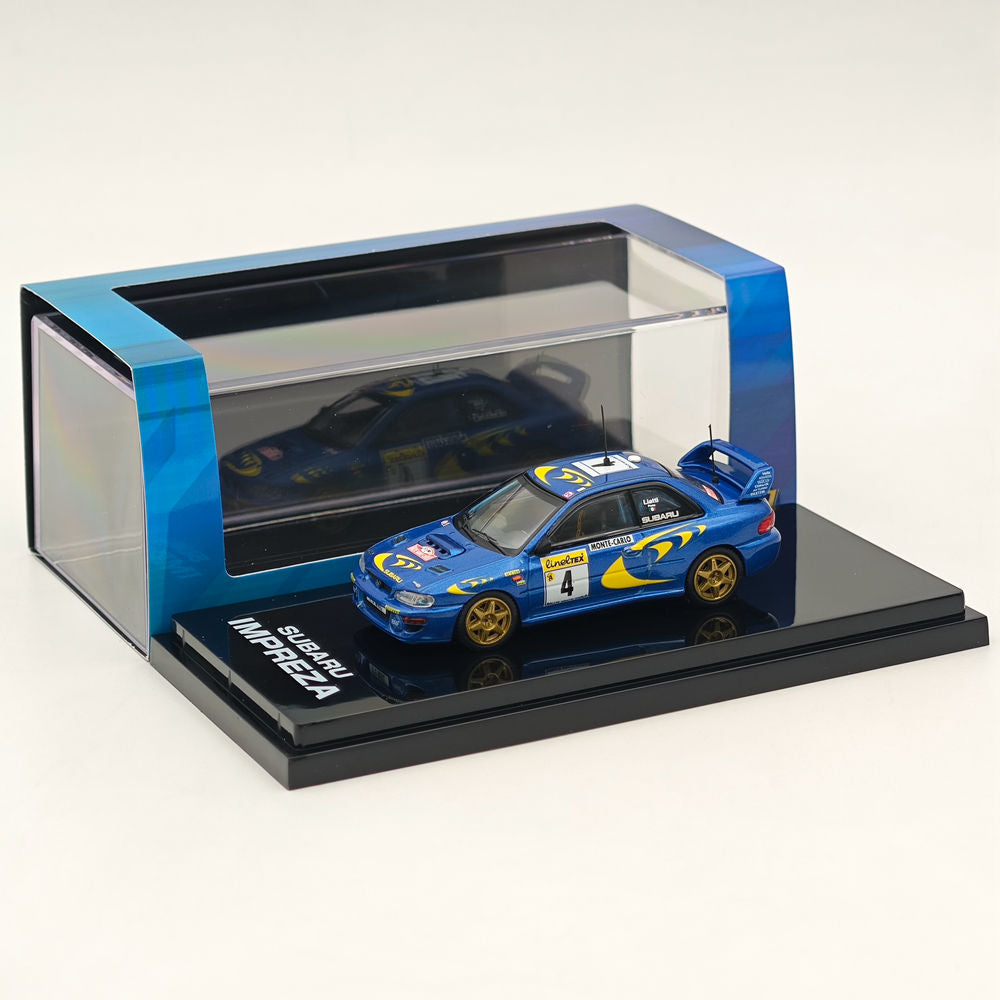 1/64 Scale Subaru Impreza WRC 1997 #4 Monte Carlo Winner Blue Diecast Model Car - Collectible Hobby Japan Toy for Racing Enthusiasts & Display Showcase