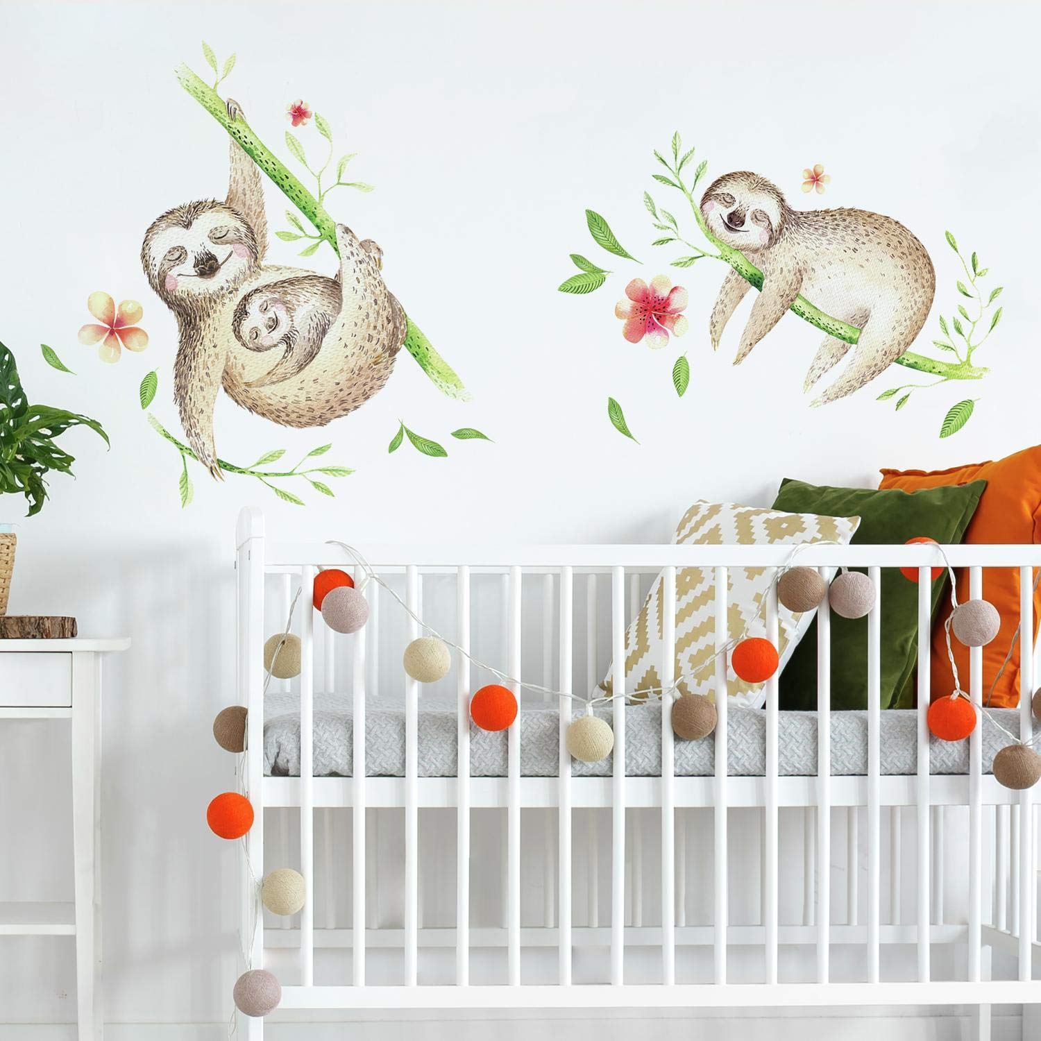 RoomMates RMK3841GM Lazy Sloth Giant Peel and Stick Wall Decals - Removable Wall Stickers for Kids Bedroom, Nursery, Playroom & Dorm Decor - Easy to Apply & Remove