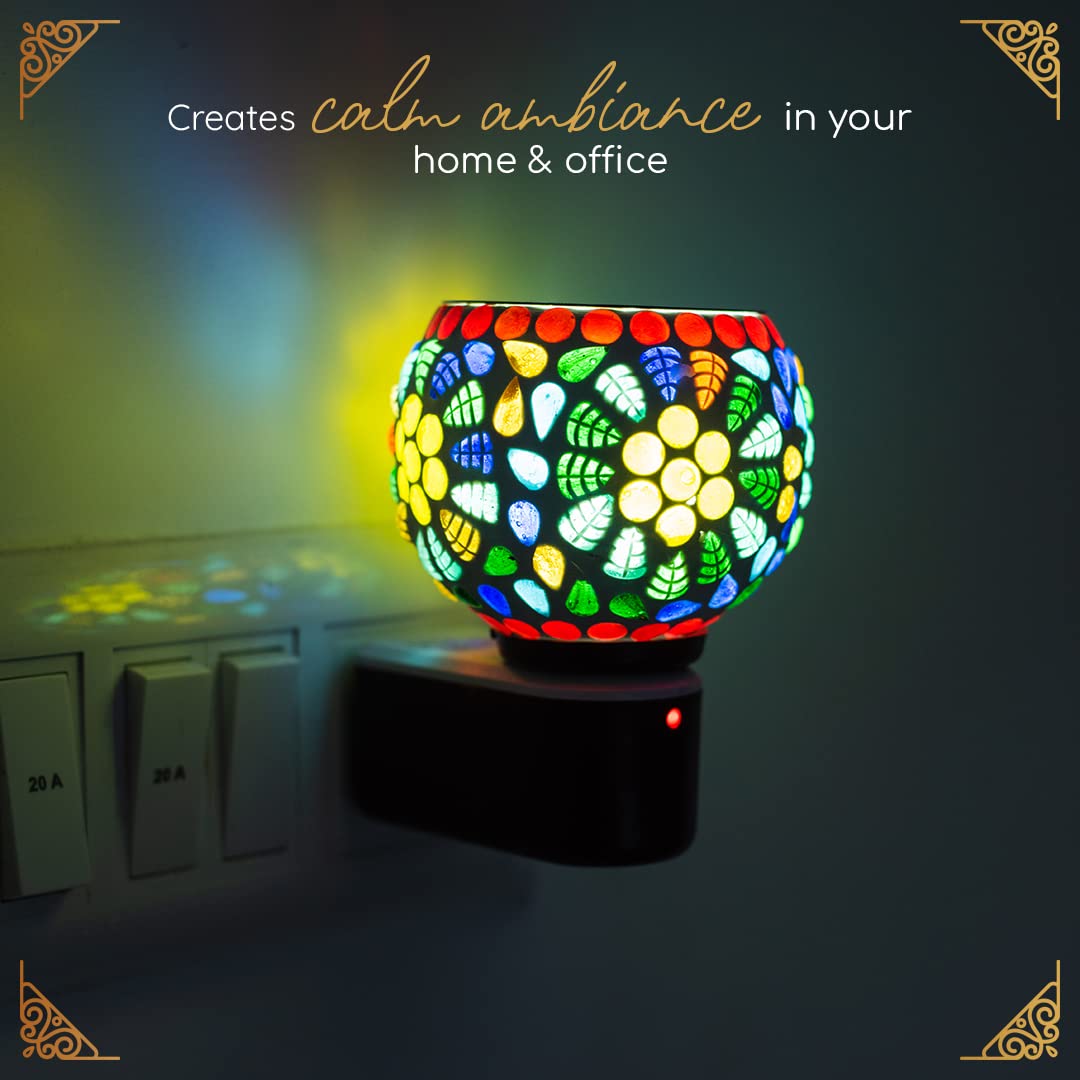 SPOCKY Ceramic Aroma Diffuser & Night Lamp - Essential Oil Burner with Switch (Flower Design) for Home Relaxation
