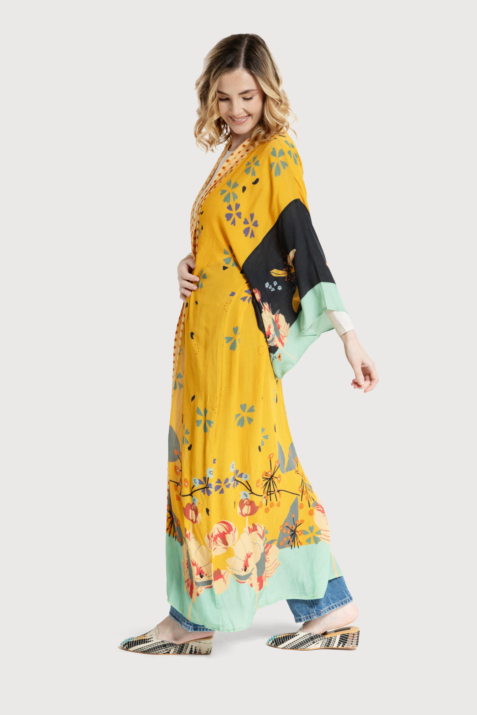 Floral Polka Dot Kimono Robe - Lightweight Summer Cover Up for Women - Perfect for Beach, Pool, or Lounge Wear