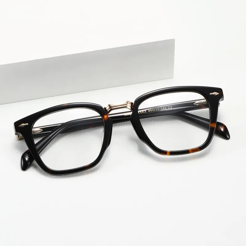 Stylish Unisex Black Square Acetate Eyeglasses with Alloy Frame - Trendy Full Rim Glasses for Men & Women - Perfect for Reading, Work, and Fashion Accessories