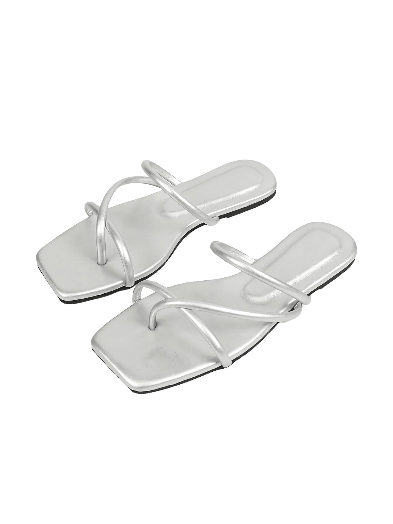 GORGLITTER Strappy Flat Slip-On Sandals for Women - Elegant Open Toe Slide Dressy Sandals with Rhinestones | Perfect for Weddings, Parties & Summer Outfits