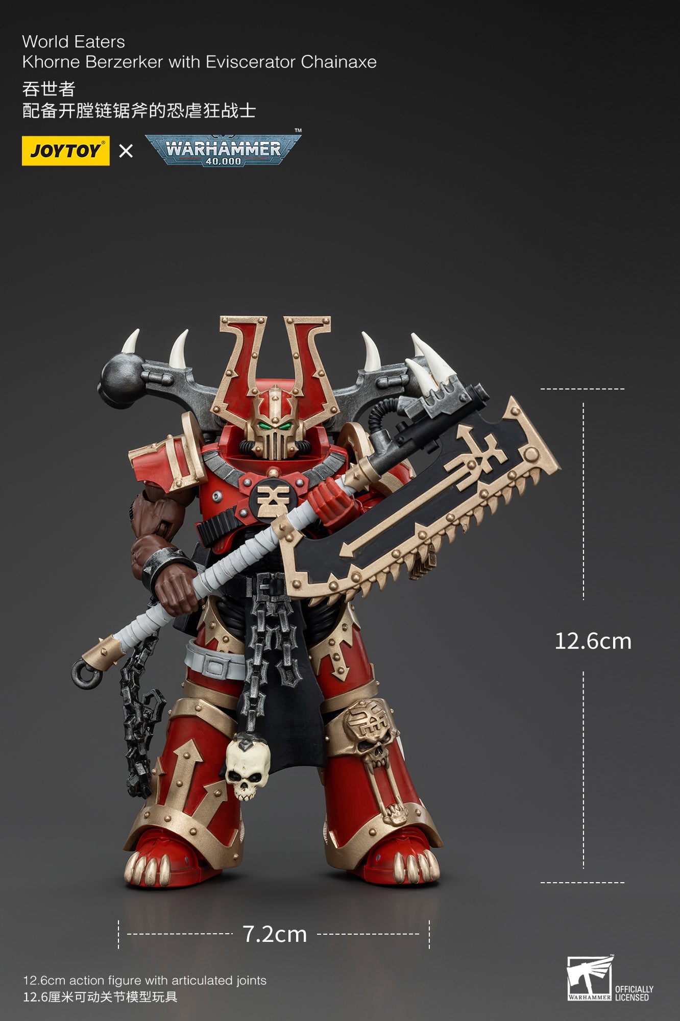 JOYTOY 1/18 Scale Warhammer 40K World Eaters Khorne Berzerker Action Figure - Collectible Miniature for Tabletop Gaming & Display