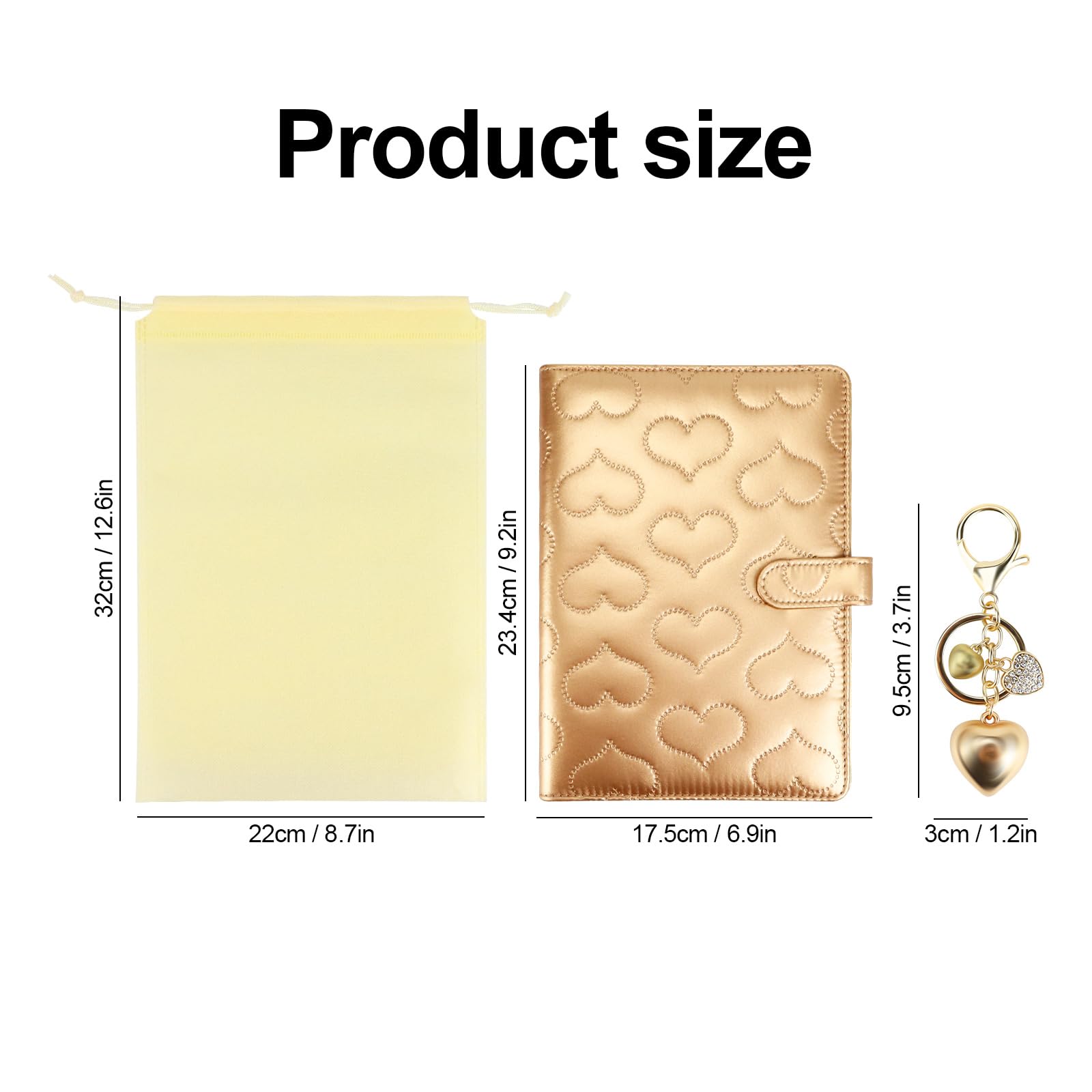 Premium A5 PU Leather Notebook Binder with 6-Ring Cotton Padding, Magnetic Buckle Closure & Gold Keychain - Refillable Planner for Budgeting, Journaling & Office Organization (Gold, A5 Size) - Perfect for Work, School & Personal Planning