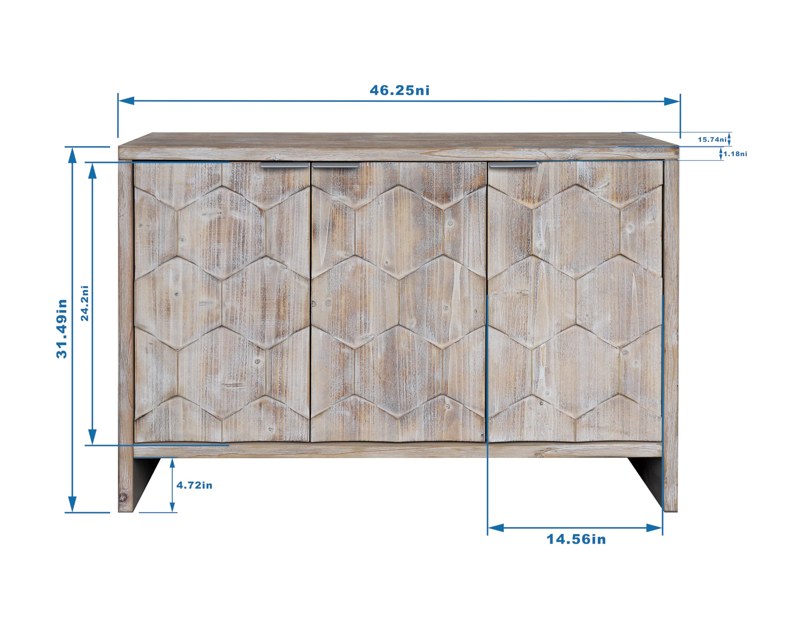 Farmhouse Sideboard Storage Cabinet - Solid Wood Accent Floor Cabinet with Adjustable Shelf, Buffet Server & Console Table for Living Room, Hallway, Dining Room - Perfect for Home Organization & Stylish Storage Solutions