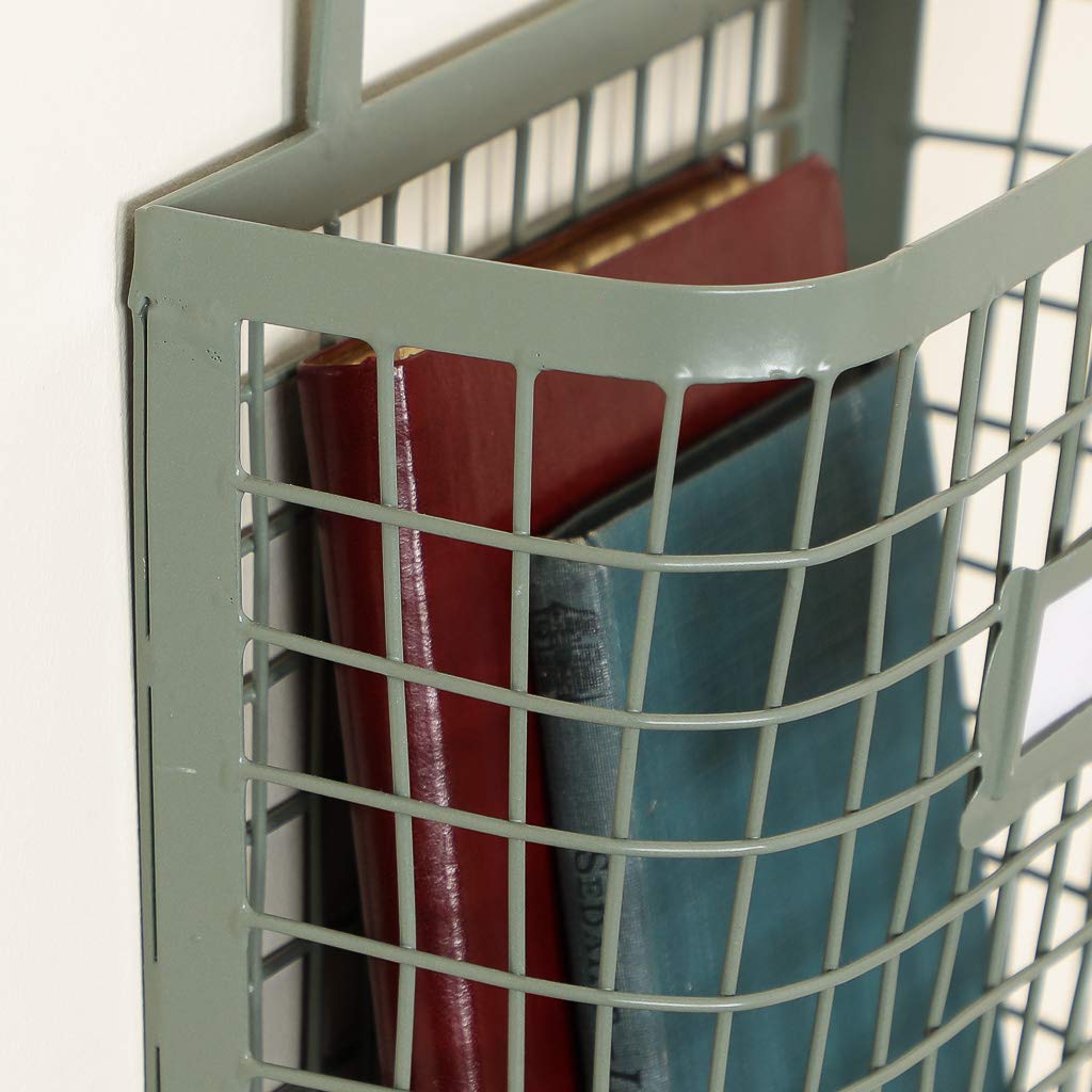Dibor Wall Mounted Magazine Rack - Green Hanging Storage Basket for Books, Newspapers & Organizing - Perfect for Living Room, Bedroom or Office (Y483)