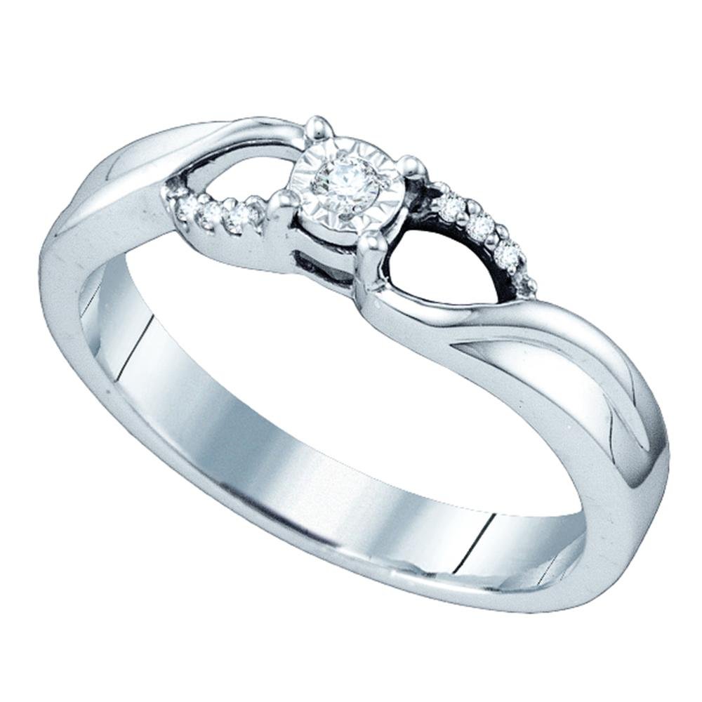 925 Sterling Silver Round Diamond Engagement Ring - Prong Set Solitaire with Channel Side Stones (.06 cttw) | Perfect for Proposals, Anniversaries & Bridal Jewelry Gifts