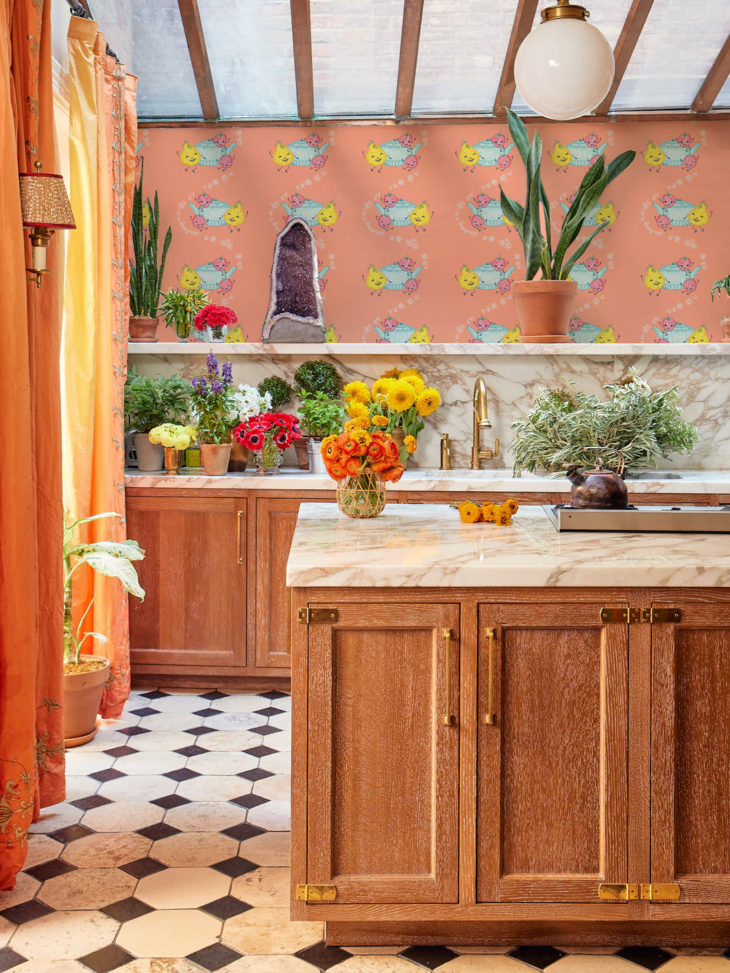 Lingua Franca 'Life is a Banquet' Coral Wallpaper - Elegant Home Decor for Dining Rooms & Living Spaces