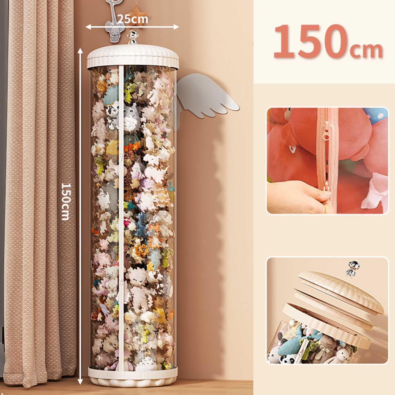 Large Clear Toy Storage Bin - High Capacity Plush Toy Organizer Tube for DIY Display | Eco-Friendly, Dustproof & Space-Saving Kids Toy Organizer for Playroom, Bedroom & Nursery Organization
