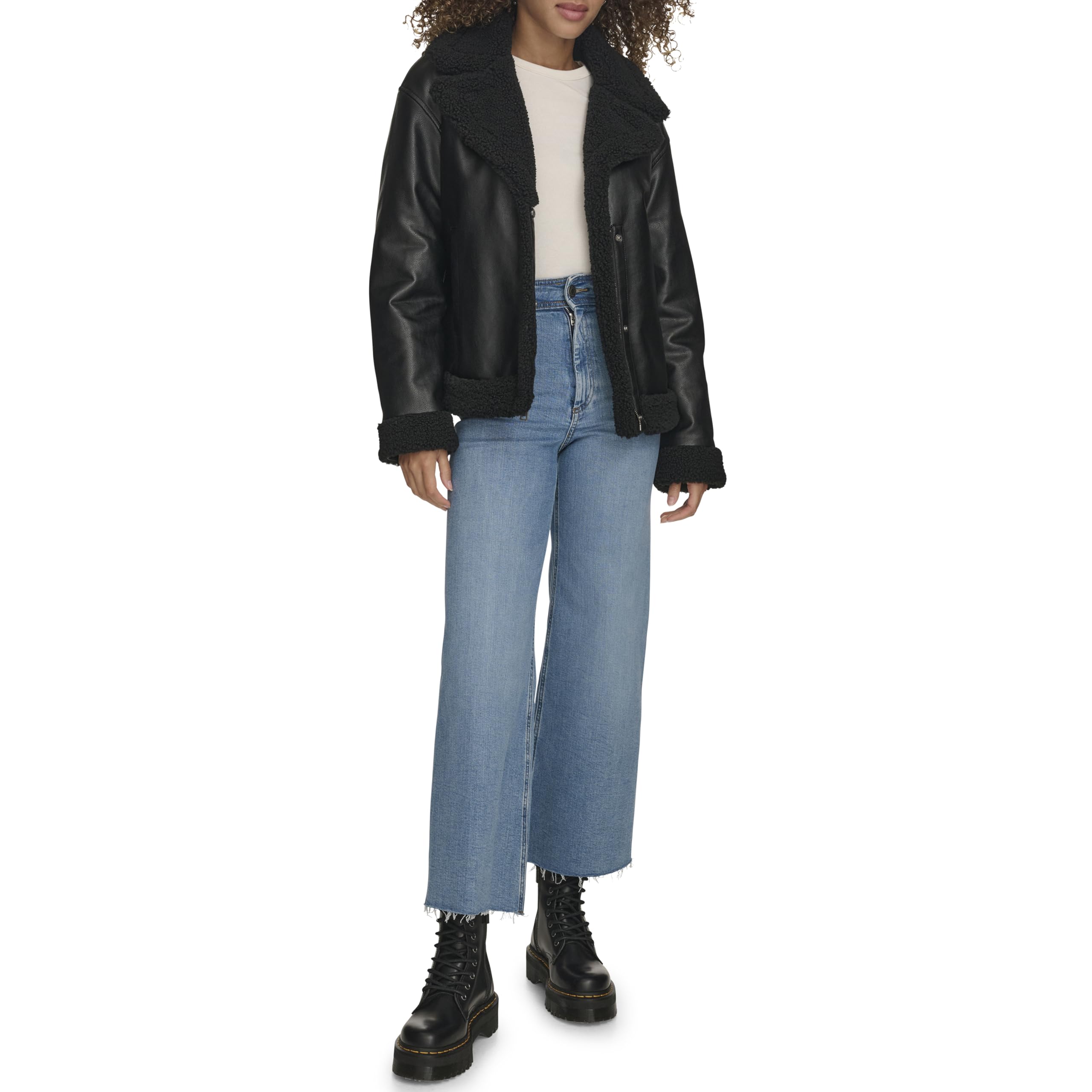 Levi's Women's Faux Leather Sherpa Lined Moto Jacket - Stylish Winter Biker Jacket for Women | Perfect for Motorcycle Riding, Casual Outfits & Cold Weather Fashion