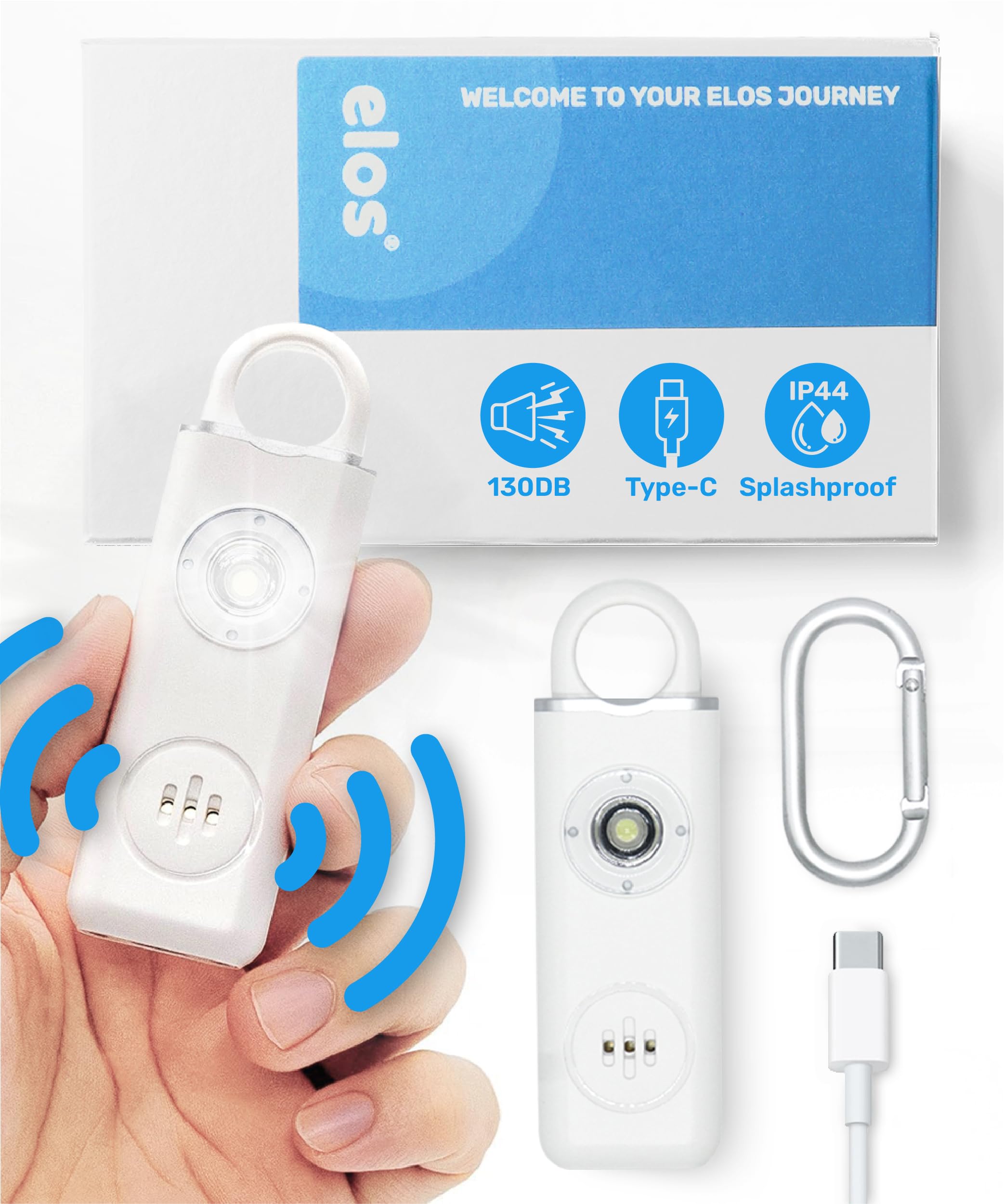 Personal Safety Alarm for Women, Men & Kids - 130dB Loud Security Alarm with Strobe Light, Waterproof & Travel-Friendly Self Defense Keychain (Milky White) - Perfect for Jogging, Night Walks, College Campus & Emergency Situations
